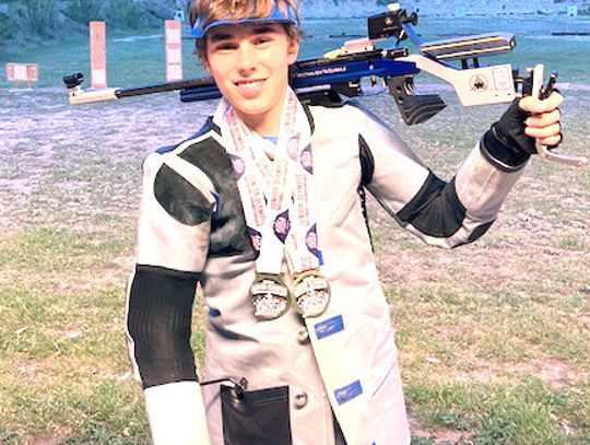 Klein Stanley (Burnet 4-H) won the gold in his age division for air rifle (U15s), and the gold for the small-bore competition. Contributed Photo