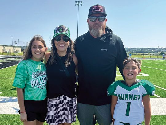 Mark Zeigler (second from right) is the new Burnet Middle School boys athletic coordinator. His wife, Krista Zeigler (second from left), is a Burnet High School counselor, while daughter Emery is entering the seventh grader, and son Corbin will be a fourth-grader. Contributed photos