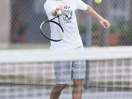 Burnet’s team tennis squad defeated Legacy Ranch last week to keep their playoff hopes alive. Pictured above Isaac Saldivar during a recent doubles match in Burnet.