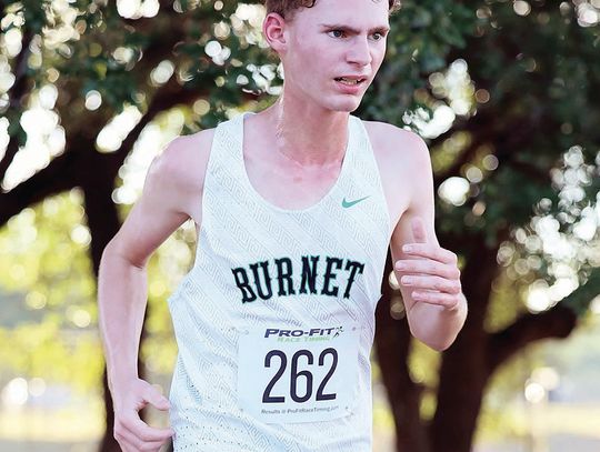 Austin Moore, pictured above, was Burnet’s top finisher in the JV boys division at Saturday’s meet in San Antonio. He finished in 13 place individually with an 11:32.22. Photos by Wayne Craig/Clear Memories