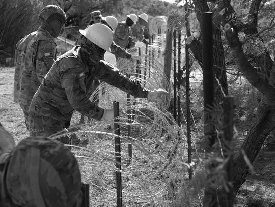 The Texas National Guard April 22 installed more razor wire along the border at Eagle Pass. Contributed photo
