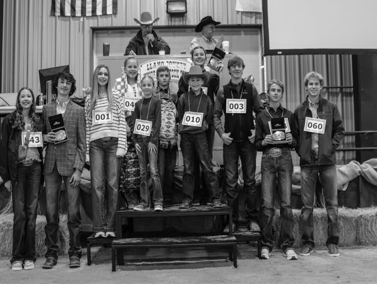 Jan. 11, at John L. Kuykendall Event Center, Showmanship winners during the Llano County Livestock Show gathered for a group photo.