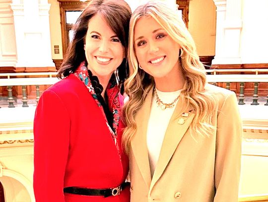 Texas State Rep. Ellen Troxclair (HD-19), on the left, is pictured with Riley Gaines following the passage of HB 229. Gaines is a former collegiate swimmer from the University of Kentucky, who fights to keep biological males from competing in women’s