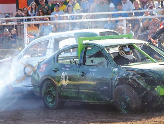 Steve Laffoon of Kingsland smashed to first place in the Bear Bones division at the Demolition Derby April 12. Find more photos on Page 11. Martelle Luedecke/Luedecke Photography