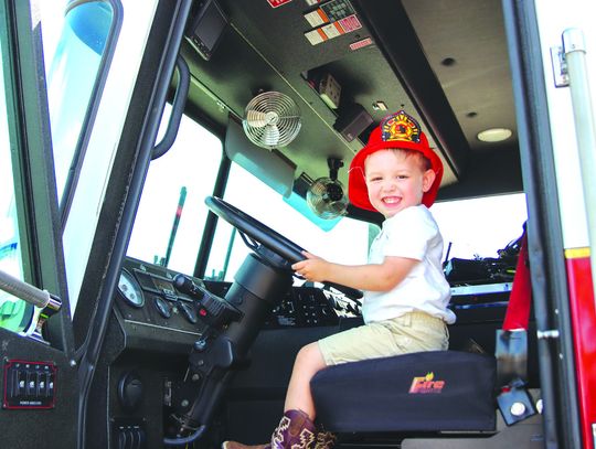 Photos by Martelle Luedecke/ Luedecke Photography March 29, at Marble Falls High School during Ready as One, Graham Eddy proudly sat in the fire engine driver’s seat.