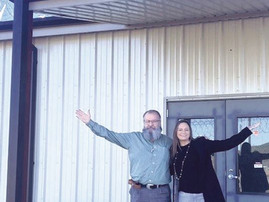 Chaplain Mark Cartwright and Warden Amanda Simpson check out the progress of the new chapel at the Ellen Halbert Women’s Prison. Find the story Inside. Contributed photo
