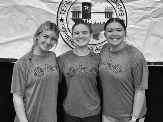 Burnet was well represented at Friday’s 4A Division I State Powerlifting Championships at Bert Ogden Arena located in Edinburg. Pictured above, left to right, Josie Teague, Lily Rygaard, and Madeline Cardenas who all competed at the event.
