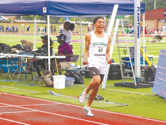 With a triumphant celebration, Victor Aviles capped off his triple crown victory at the Region 3-4A track and field meet April 19 at Bullard High School, claiming his third gold medal with a time of 4:20.31 in the 1600m. Find the story on Page 10. Martelle Luedecke/Luedecke Photography