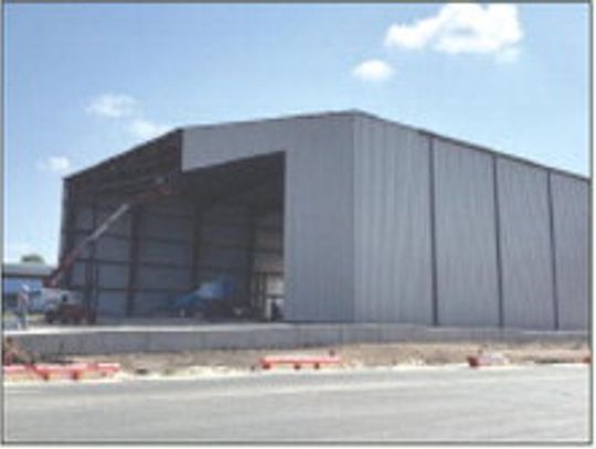 Work is coming along as the airport hangar at Burnet Municipal Airport is almost complete. Contributed photos