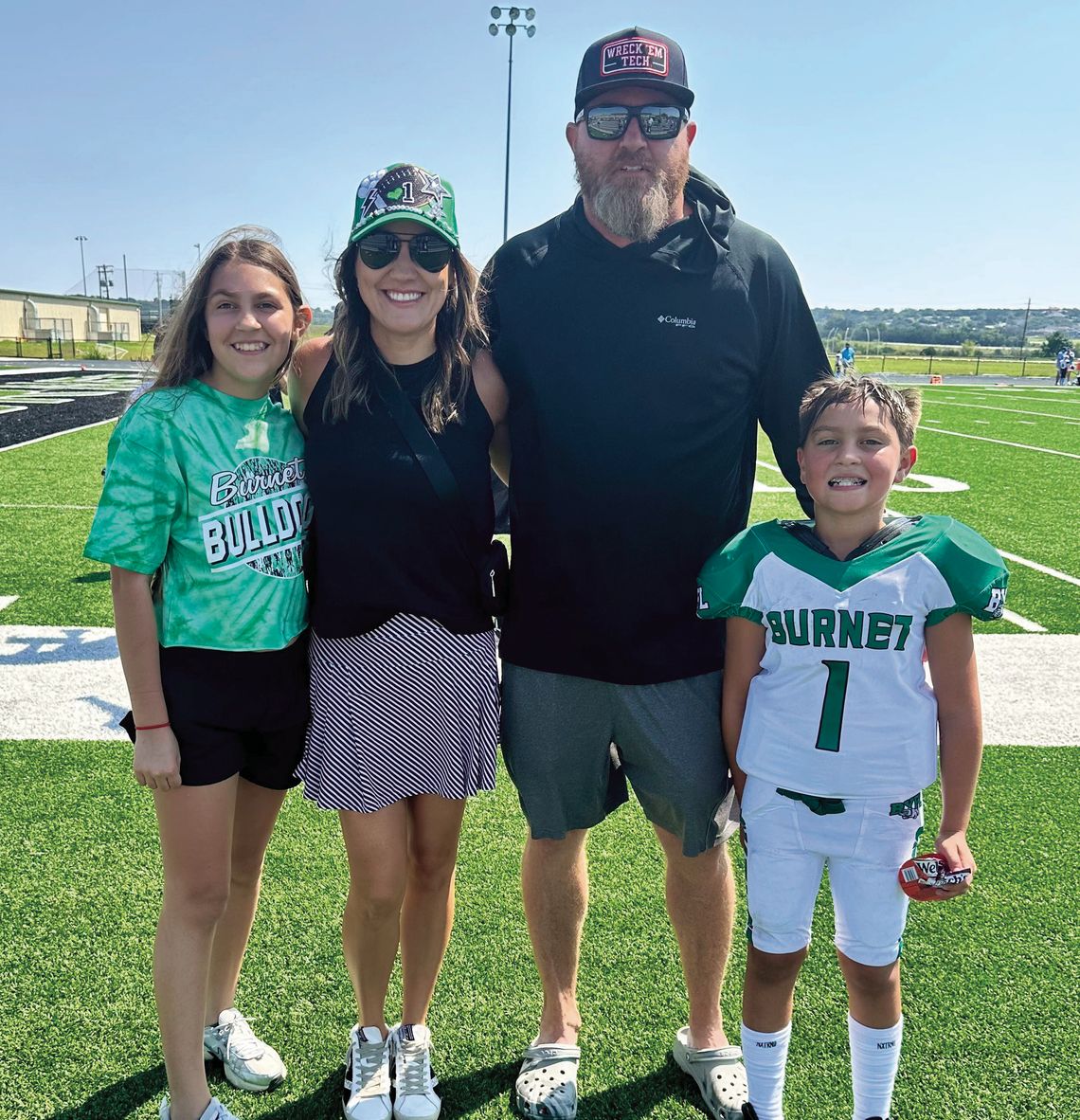 Mark Zeigler (second from right) is the new Burnet Middle School boys athletic coordinator. His wife, Krista Zeigler (second from left), is a Burnet High School counselor, while daughter Emery is entering the seventh grader, and son Corbin will be a fourth-grader. Contributed photos