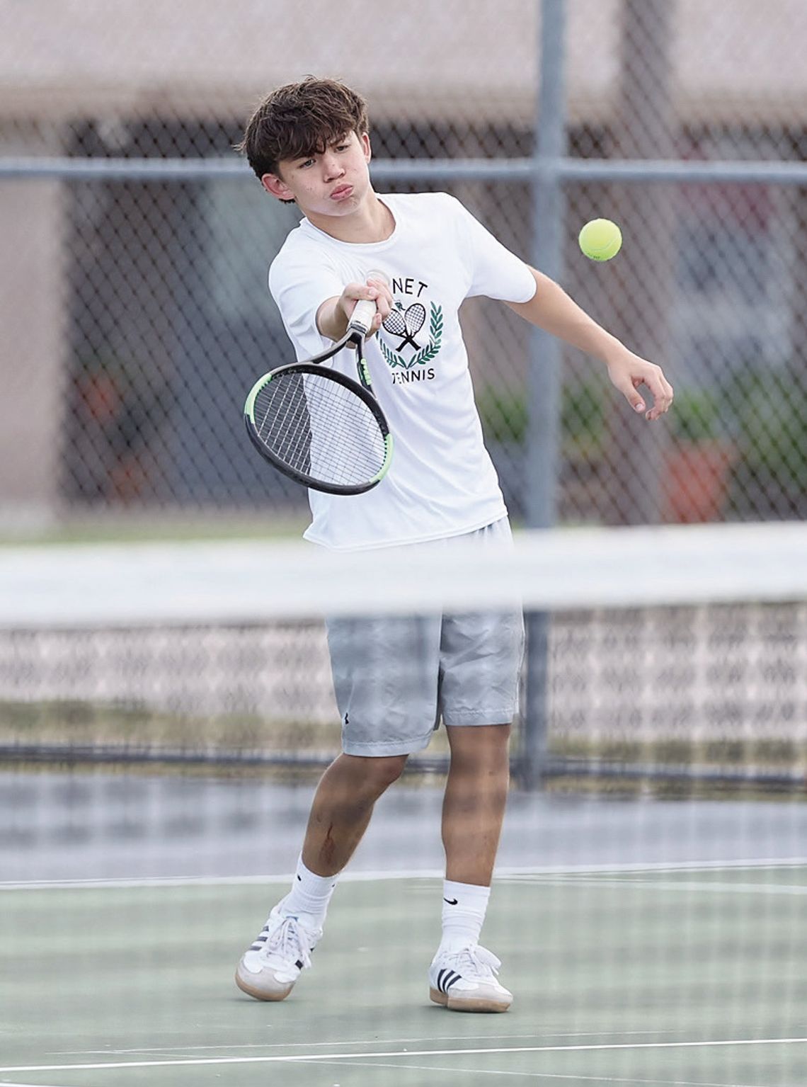 Burnet’s team tennis squad defeated Legacy Ranch last week to keep their playoff hopes alive. Pictured above Isaac Saldivar during a recent doubles match in Burnet.