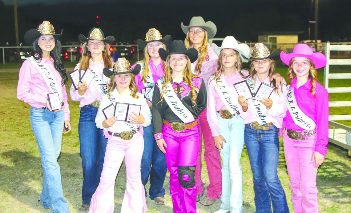 Burnet County Rodeo Royalty 2024 Burnet County Rodeo Royalty 2024 and 2025 courts posed for a group photo (from left, back row) Katelyn White, Payton Brandt, Tess Murders, Harley Brady (from left, front row) Emery Spratlen, Addison Steele, Aria Parks, Ally Brandt and Baylee Steele May 10 at the Burnet County Rodeo Arena....