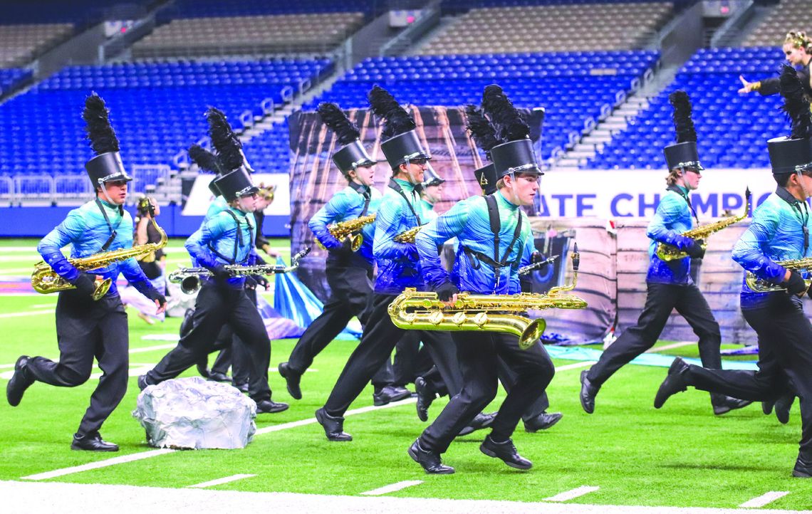 Burnet Esprit de Corps competes at state Burnet Esprit de Corps saxophonists Gideon Robles, Kendall Koschtial, Mackenzie Green, Zane Hubbard, Peyton Villarreal, and Reilly Gerdes ran to the ship in their A Wave of Sirens performance Nov. 13 for UIL State Marching competition held at the Alamodome. Photos by Martelle Luedecke/Lued...