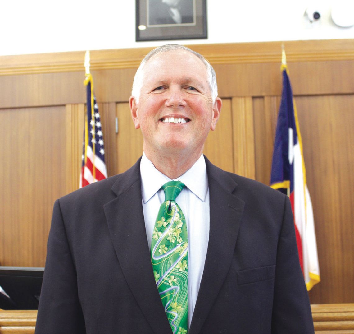 Burnet County Judge Bryan Wilson presided over his first meeting since being appointed. He is pictured here after that meeting March 17 at the Burnet County Courthouse. Raymond V. Whelan/Bulletin