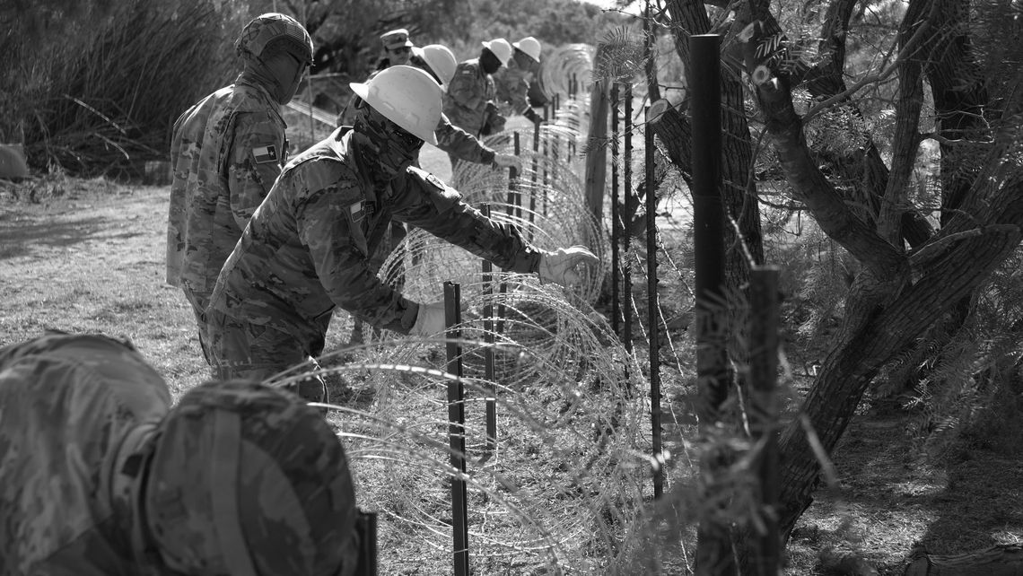 The Texas National Guard April 22 installed more razor wire along the border at Eagle Pass. Contributed photo