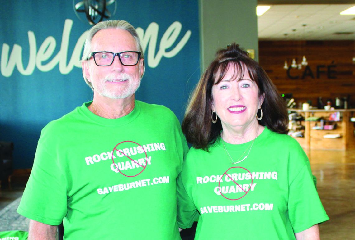 John and Denise Braun supported the Save Burnet Town Hall meeting Sept. 14 in Burnet. The couple resides near the rock crusher quarry proposed for Hoover Valley. Raymond V. Whelan/Bulletin