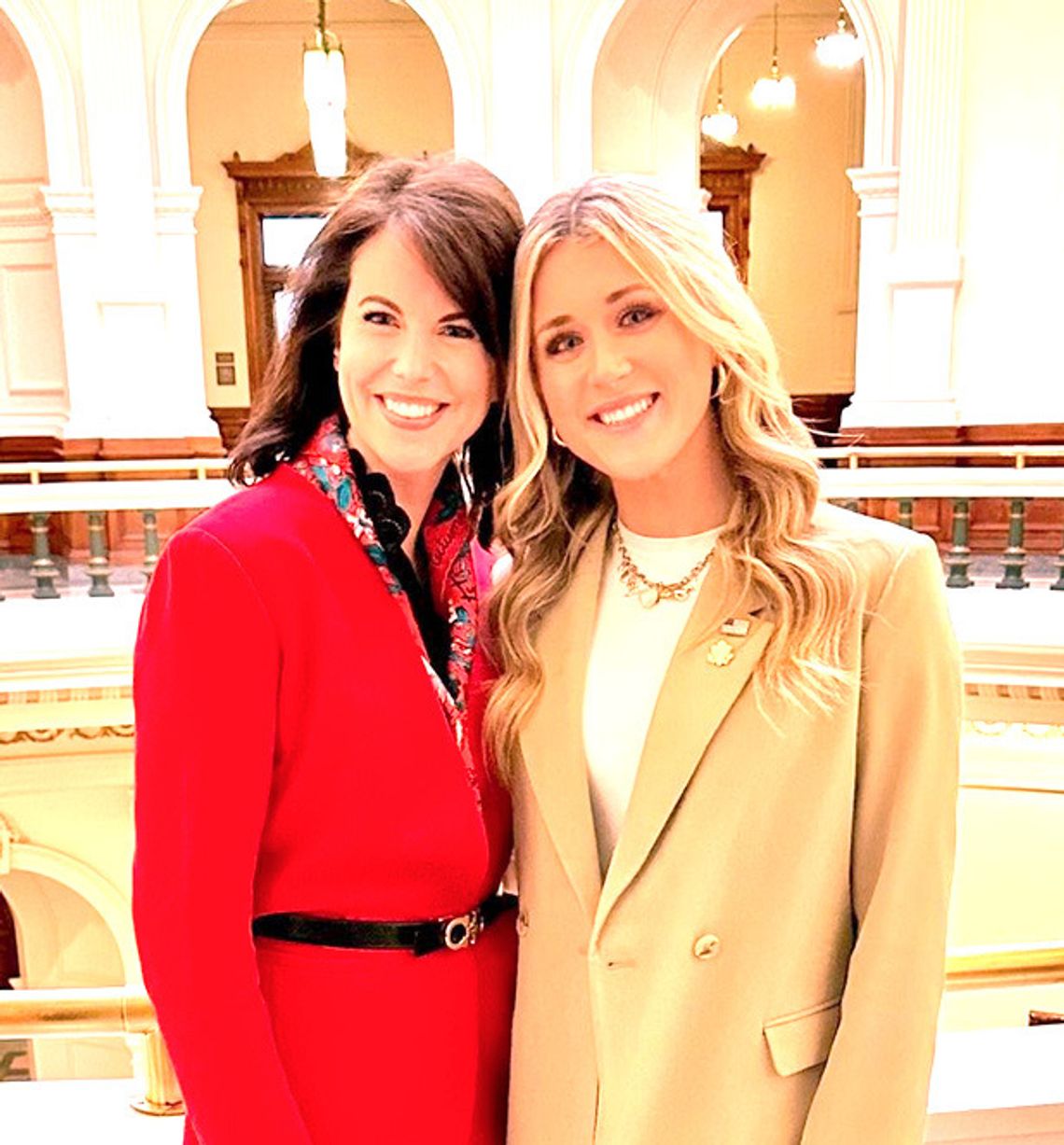 Texas State Rep. Ellen Troxclair (HD-19), on the left, is pictured with Riley Gaines following the passage of HB 229. Gaines is a former collegiate swimmer from the University of Kentucky, who fights to keep biological males from competing in women’s