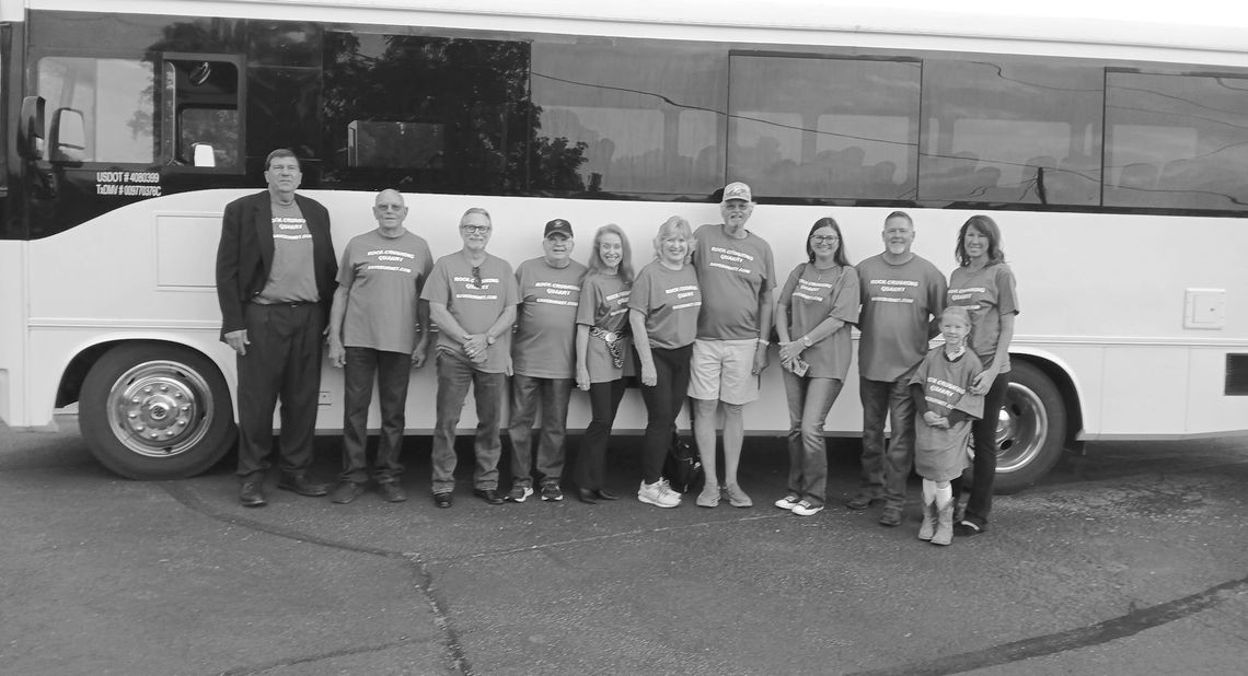 Those who traveled together to the hearing included, from left, Randy Printz, David Owens, John Braun, Doug Golding, Kenda Avery, Sherrye McAnelly, Alan Mc Anelly, Rachel George, Jay George, Kristin Meredith and Heidi Meredith.