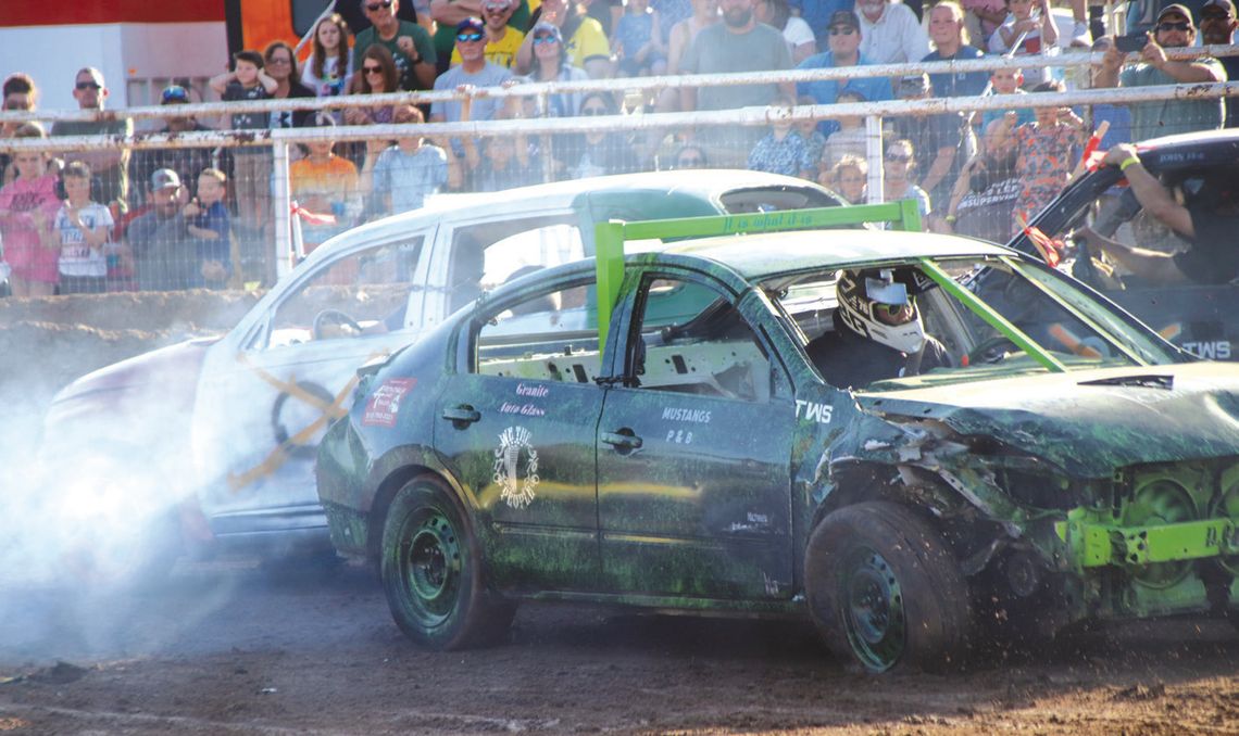 Steve Laffoon of Kingsland smashed to first place in the Bear Bones division at the Demolition Derby April 12. Find more photos on Page 11. Martelle Luedecke/Luedecke Photography