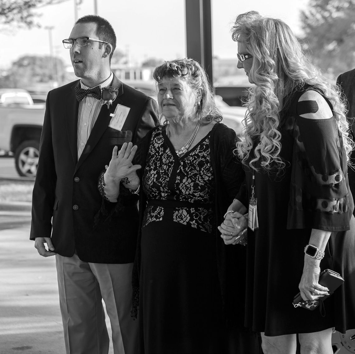 Contributed photos/ Hill Country Fellowship Travis Dieter and Karen Kelley were escorted by DeAnn Fraser to the Night to Remember event at Hill Country Fellowship April 4.