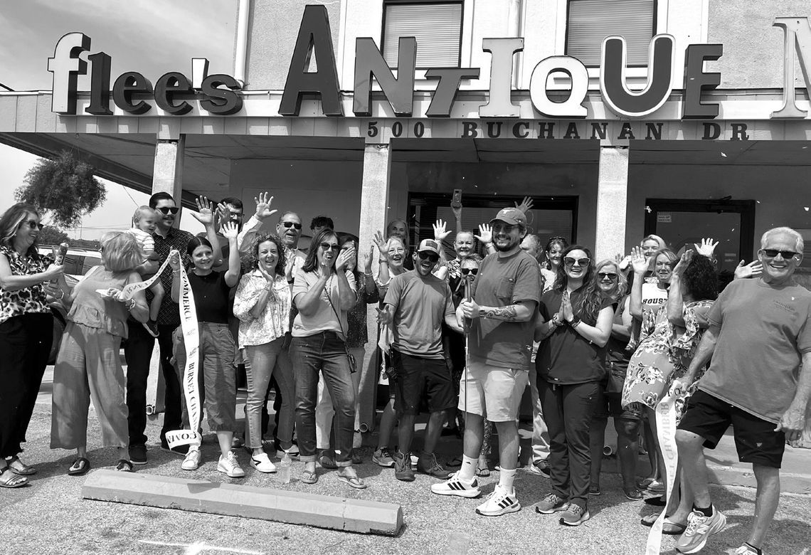 This enthusiastic crowd showed up April 17 to help Lee Reissig cut the ribbon on his new place, Flee’s Antique Market, located at 500 Buchanan Dr. in Burnet. Contributed photos