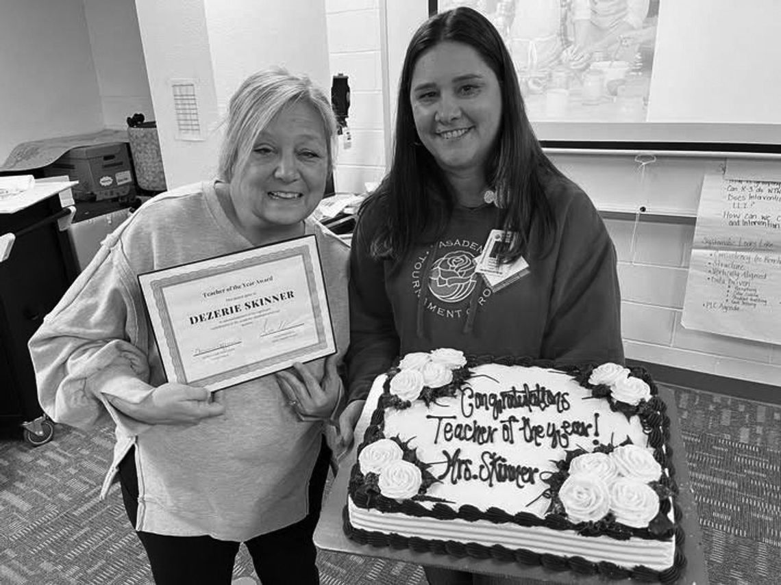 Dezerie Skinner (left) was named Teacher of the Year at Bertram Elementary School. Skinner poses with Bertram Elementary Principal Christine Hoffman. Contributed/Betty Predmore
